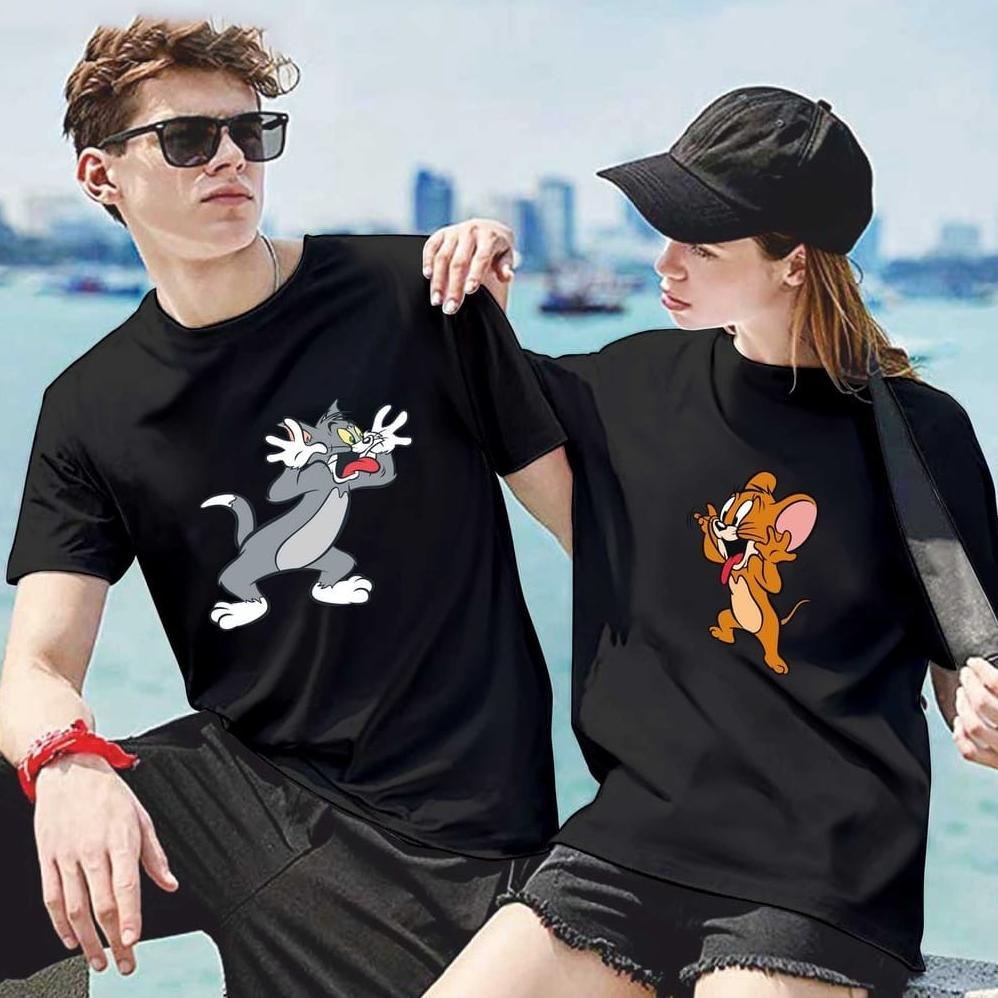 Terlaris Kaos Couple Baju Pasangan Hadiah Anniversary Pacar Suami Istri Kapel Bwee Kucing Tikus Lucu