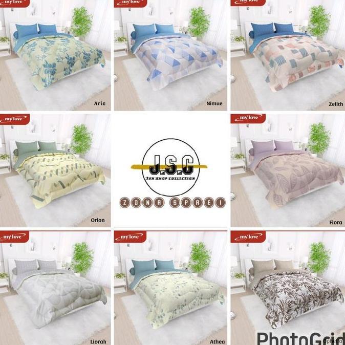 TERLARIS BEDCOVER SET FLAT MY LOVE UKURAN 160X200 MOTIF