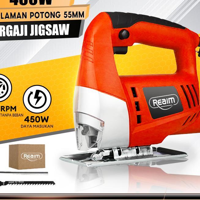 Reaim Gergaji Listrik Mesin Gergaji Jigsaw Kekuatan Tinggi Mesin Potong Kayu Jigsaw Electric Jigsaw
