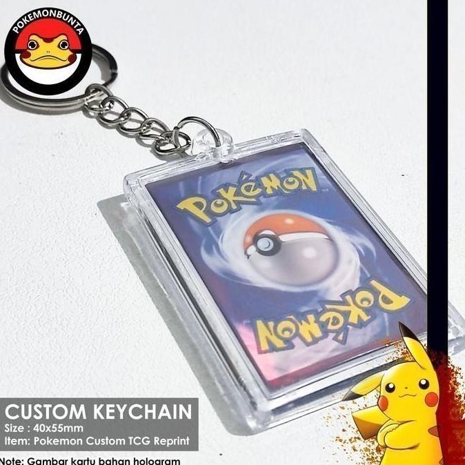 Pikachu VMAX Pokemon Card Keychain Gantungan Kunci Kartu Holo