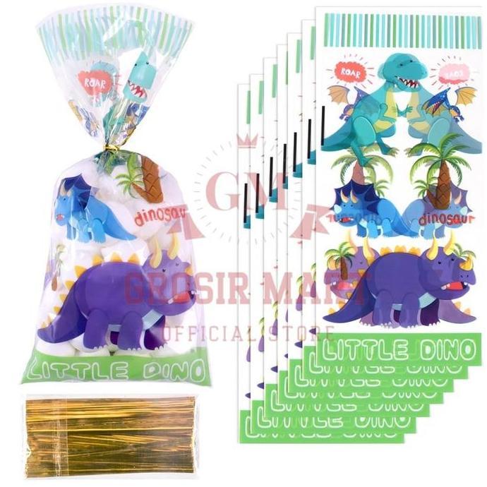 Plastik Kado Motif Dinosaurus Hadiah Bingkisan Snack Ulang Tahun Karakter Lucu Plastik Snack Ultah A