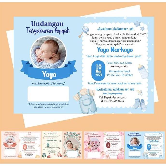 Undangan Tasyakuran Aqiqah Bayi dan Tasyakuran Kelahiran Bayi | Tasyakuran 7 Bulanan dan 4 Bulanan
