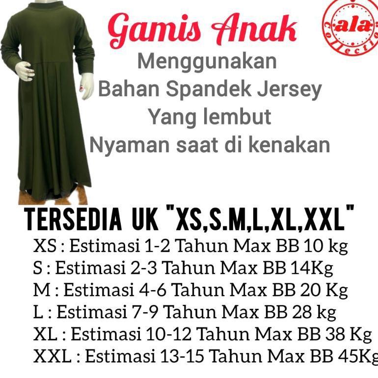 TERBARU Gamis Anak Perempuan Polos 7-15 Tahun Jersey Premium
