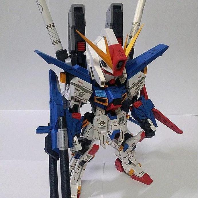 (Mainan Kertas) DIY Papercraft Pola Gundam SD MSZ-010 ZZ Gundam Kertas BC 160gsm