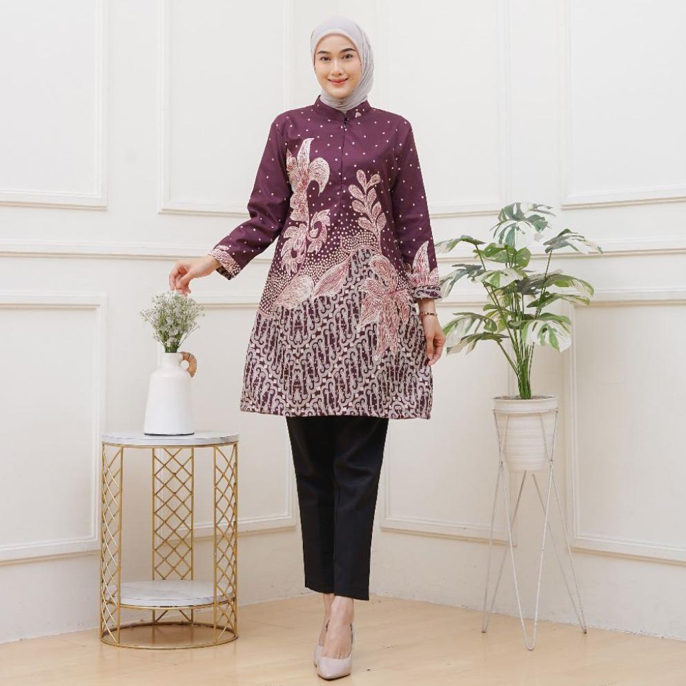 HOT SALE tunik batik busui termurah seragam guru kantor pengajian kondangan blous atasan wanita leng