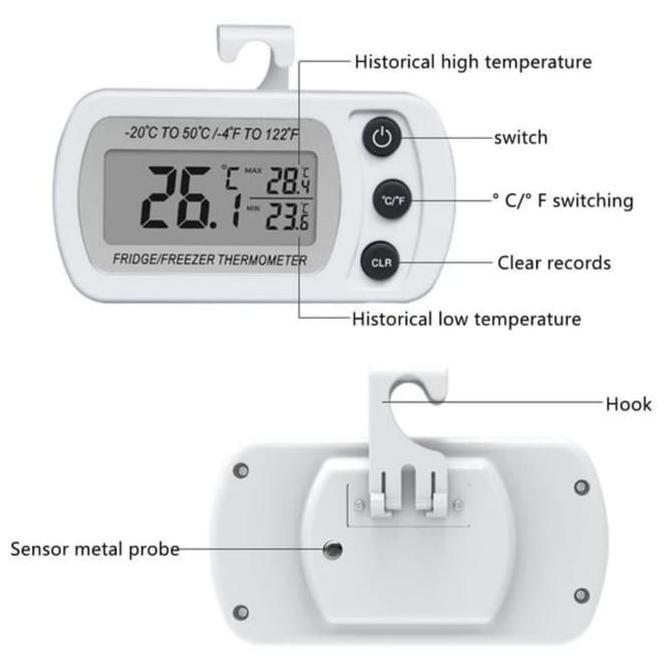 Cookwe- Termometer Digital Kulkas Pendingin Freezer-Fridge Thermometer/Freezer Termometer
