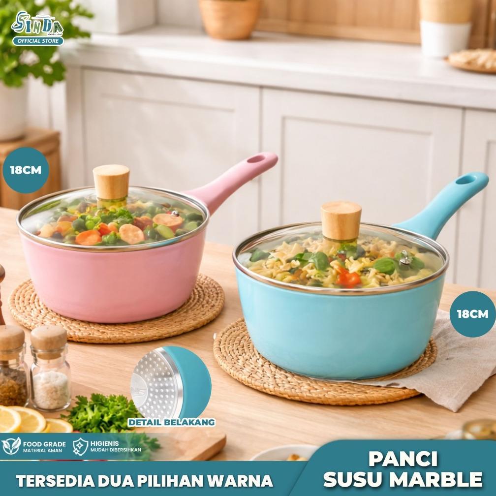 Panci Mpasi 18cm Panci Sup / Susu Panci Anti lengket batu medis + Tutup Kaca