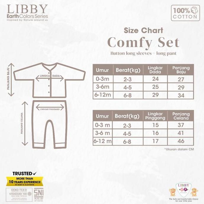 Zzxx- Libby Piyama Bayi-Setelan Panjang Bayi-Baju Tidur Bayi-Libby Earth Comfy Set (1 Stel)