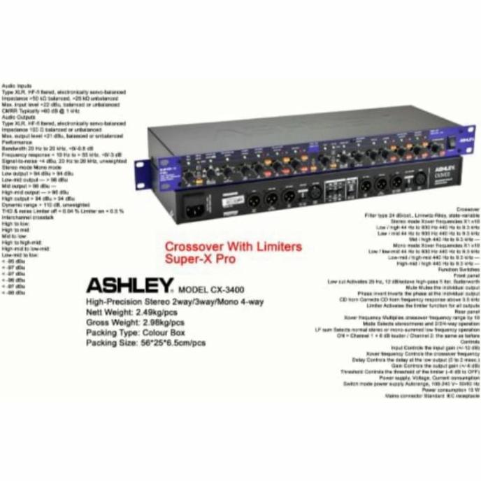 Promo Crossover Aktif Ashley Cx 3400 Cx3400 Super Xpro Limiter Not Behringer Amplifier Metal
