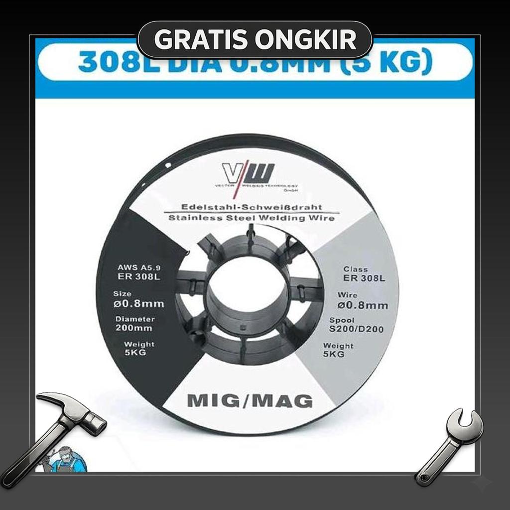 Kawat Las Mig Stainless Wire 308L Diameter 0.8Mm Berat 5 Kg