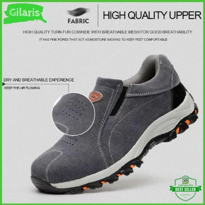 TERLARIS SEPATU SAFETY TANPA TALI UNISEX ABU-ABU KEREN KING SPORTY TERBARU JOGG