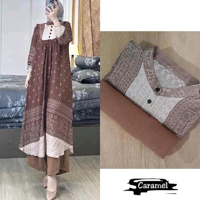 PROMO Setelan Tunik Erina Rayon Diamond Mix  Crinkle Airflow Celana Panjang PROMO