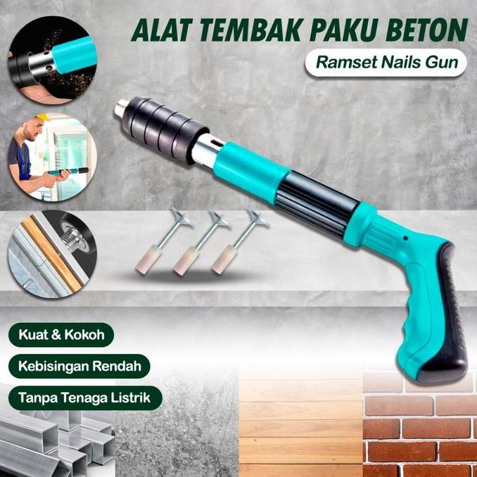 JAOPMAM Ramset Set Alat Tembak Paku Dinding Beton 7,3 mm Alat Tembak Paku Dinding Beton Kayu Baja Ma