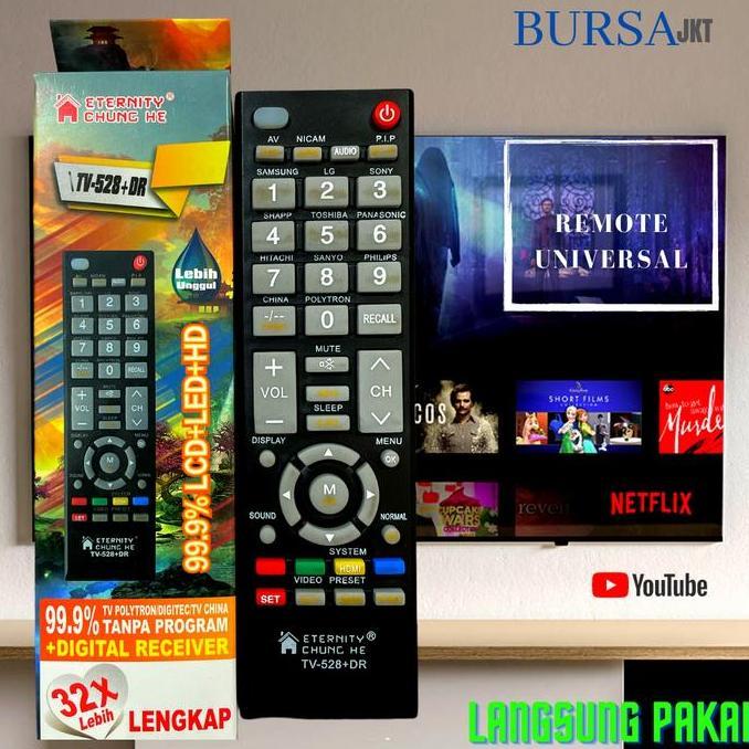 JAOPMAM REMOTE REMOT TV UNIVERSAL CHUNGHE 528TR TABUNG LCD LED PROTOK