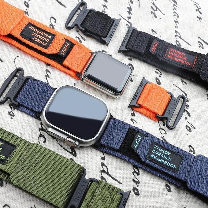 Strap Nylon sport kompatibel untuk Apple Watch Series 10 SE 9 8 7 6 5 4 3 ULTRA 1 2 iwatch 49mm 46mm