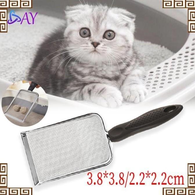 VIVIJEE Sekop Serokan Pasir Stainless/Kucing Serokan Pasir/Kotoran Pup Kucing PROTOK