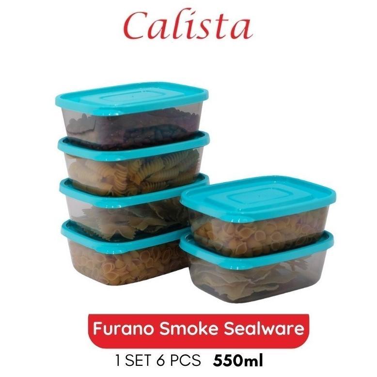 Calista Furano Smoke Sealware Isi 6Pcs Toples Kotak Plastik/ Wadah Kulkas Set/ Toples Jualan