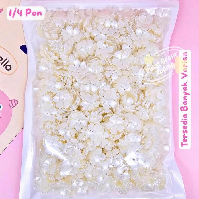 Ready (1/4 PON) Manik Manik Kelopak Bunga Mutiara Akrilik DIY Beads - BH173