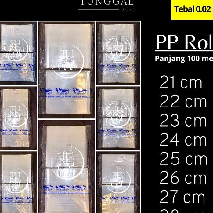 Plastik Pp Roll Cap Jet - Panjang 100 Meter, Tebal 0.02 Mm. Plastik Transparan Bening; Plastik Roll 