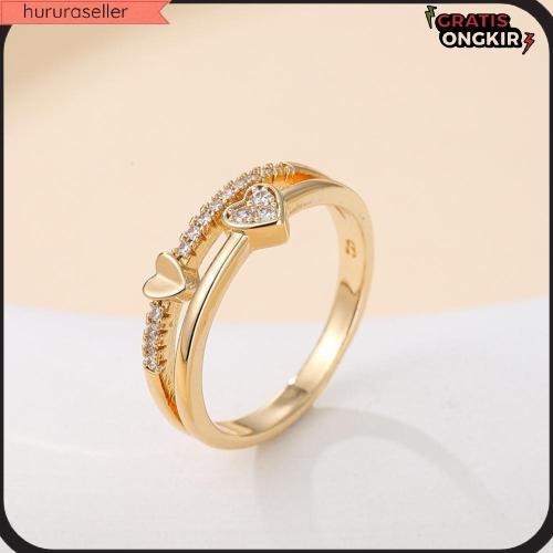 Blk Cincin Jewelry Wanita Dewasa Titanium Anti Luntur Model Simple Minilove Permata Zircon Ring Gold