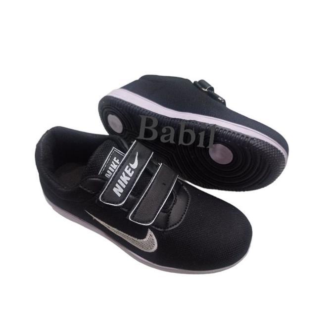 BEST SALE sepatu sekolah anak model kretek tanpa tali sepatu pria wanita sepatu full Hitam sepatu hi