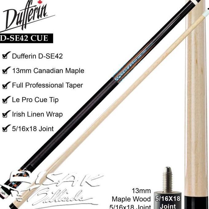 SALE TERBATAS Dufferin D-SE42 Pool Cue - Canada Maple Billiard