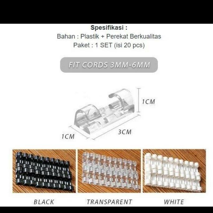Mini Cord Cable Organizer Klem Kabel Isi 40 Terlaris