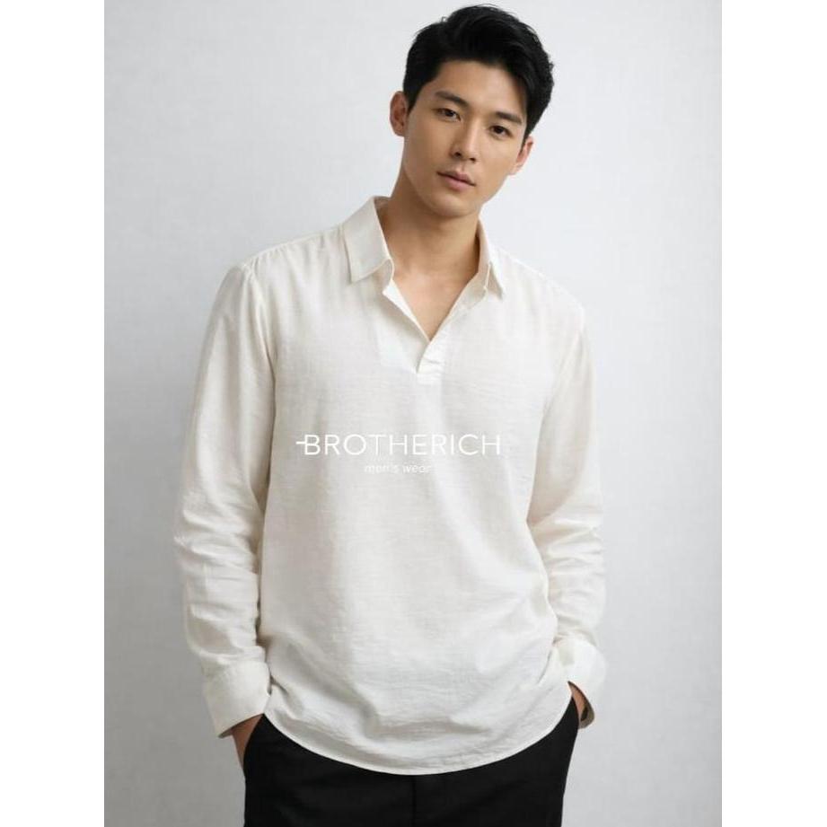 Clothes- Linen Premium Basic Polos Pria Lengan Panjang - Axis - Kemeja Linen Pria Lengan Panjang - K