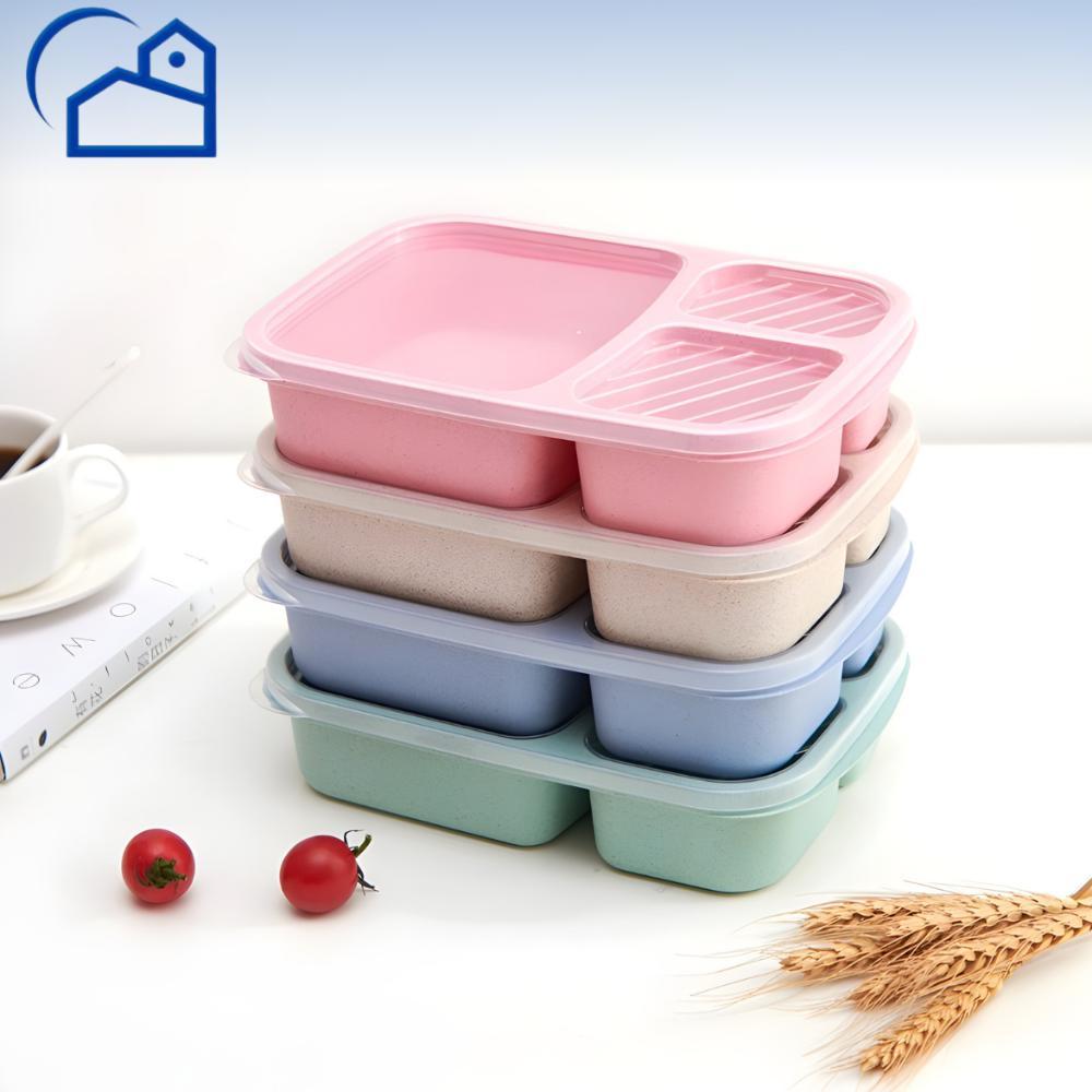 BESTPROMO Lunch Box Set Kotak Makan Bekal 1L Free Sendok Garpu Set 31003 Plastik Jerami Tebal Prakti