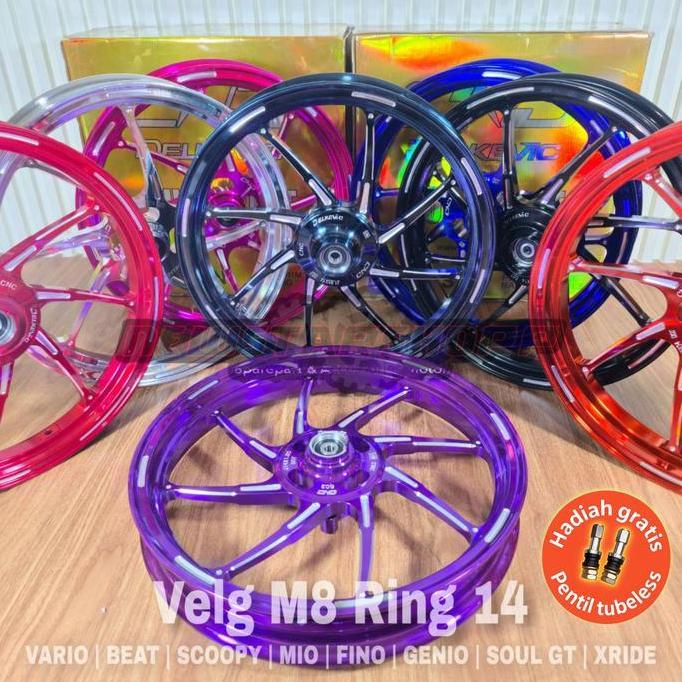 Velg Velek Pelek Racing Palang 8 Delkevic DND M8 M-8 185 215 Ring 14 Vario 110 125 150 Beat Karbu FI