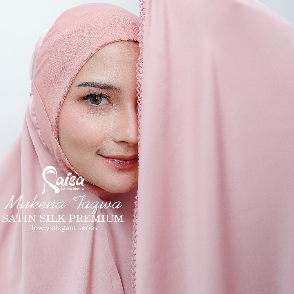 Raisa Hijab Mukena Taqwa Matt Satin Silk Premium Dengan Penutup Dagu Jersey