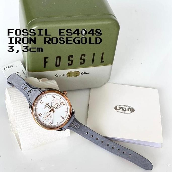 Jam Tangan Wanita Original ES4048 ES 4048 Tailor White Dial Iron Grey Leather Original Garansi Resmi