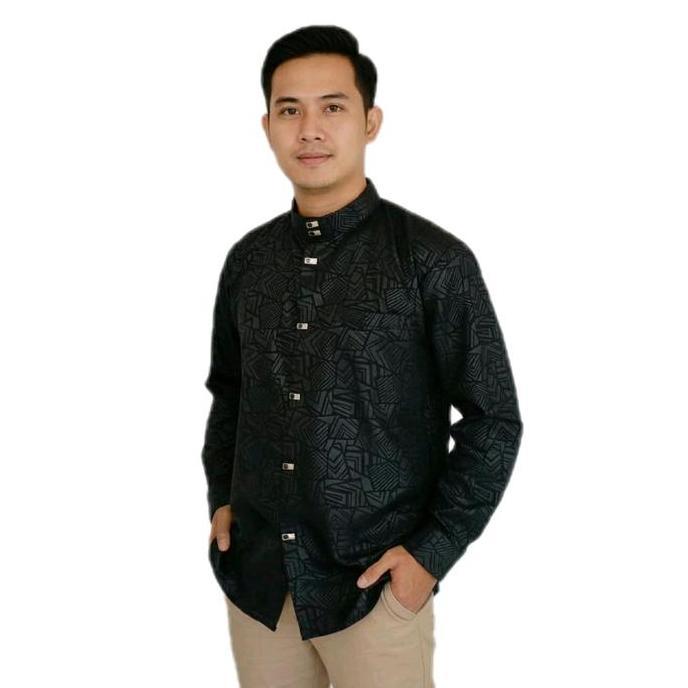 Kemko Sultan kemeja Koko atasan terbaik terlaris kancing jepret Muslim Baju Pria