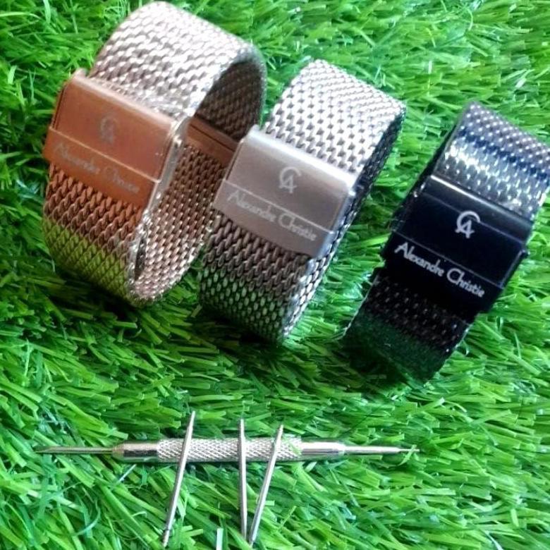Strap Jam Tangan Alexandre Christie Rantai Mesh Pasir Stainless Stell Solid tali jam Alexandre Chris