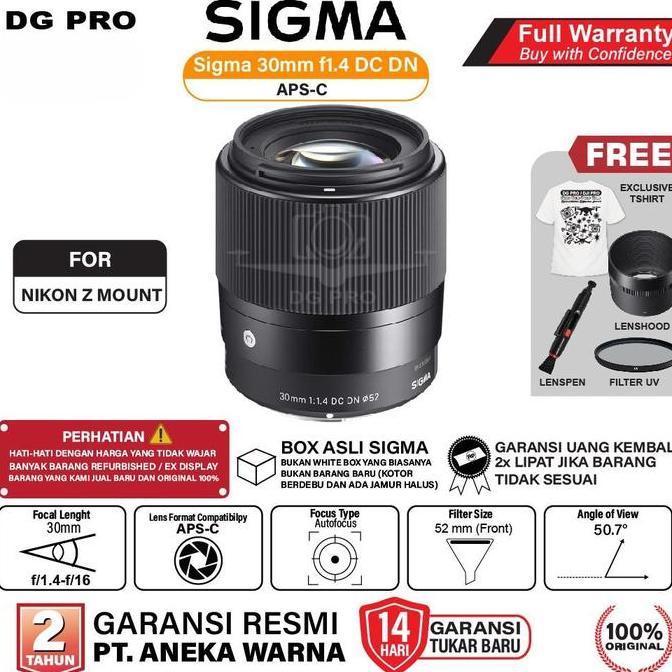 TERBARU - Sigma 30mm f1.4 DC DN Contemporary Lens for Nikon Z Mount f/1.4 Lensa