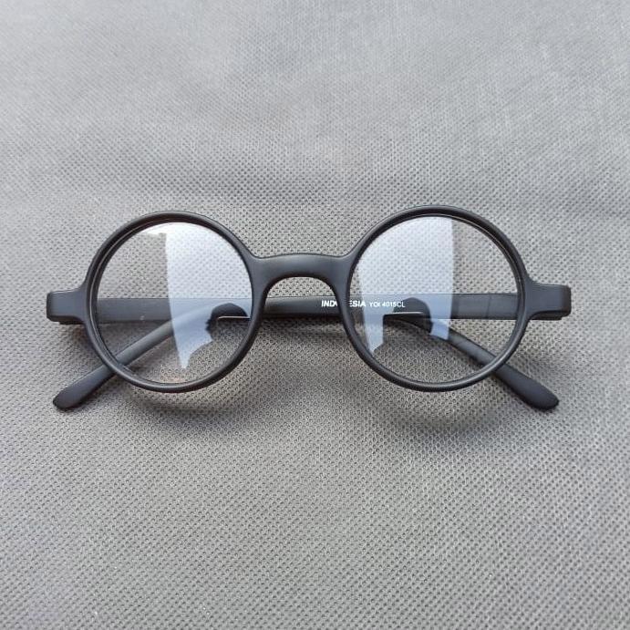 Mulus Baru Kacamata Bulat Boboho Frame Ringan Pria Wanita Hitam - Kacamata Pria Classic