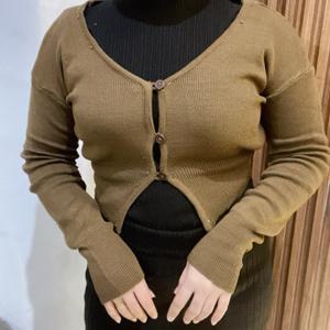 Cardigan Blazer Knitted Long Sleeve Crop Top Blazer Kardigan Rajut Lengan Panjang Kancing Rajut Teba