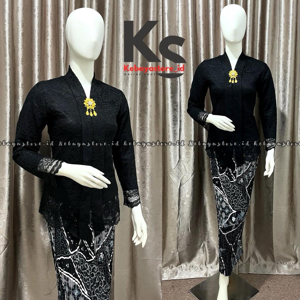 Tahan Lama (Free Bross) Kebaya Brokat Floy Kartini - Kebaya Modern - Kebaya Wisuda - Kebaya Hitam - 
