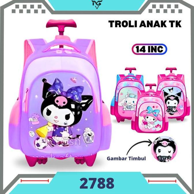 Troli Anak Perempuan TK-Paud High Quality Gambar Timbul Sanrio Tas Koper Anak