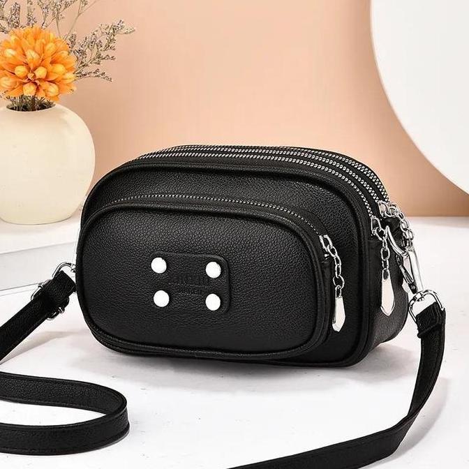 Tas Selempang Wanita Xin Xiu Jiaren Nami | Nami Sling Bag | Tas Selempang Wanita 4 Ruang Warna Hitam