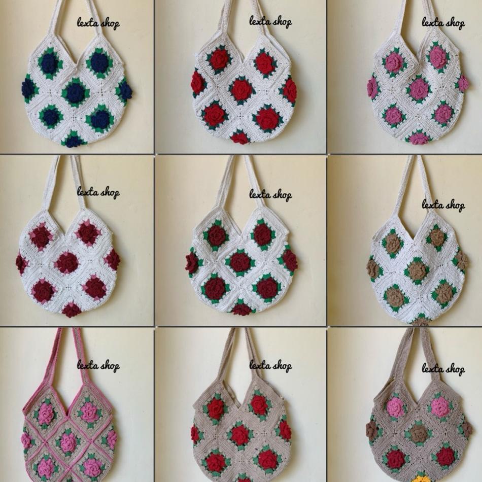 Tas Rajut Bali | Tas Selempang | Totebag Granny |Tas Casual