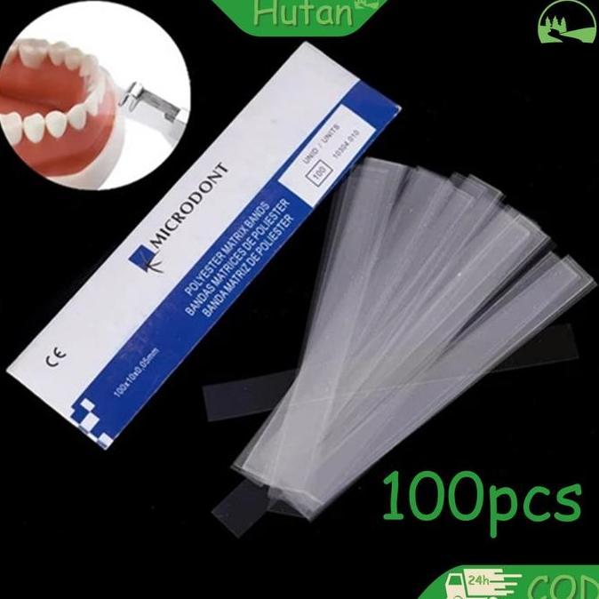 GIYANYAR 100pcs Dental matriks celluloid celuloid / matrix seluloid / mylar strip / matrix bening pl