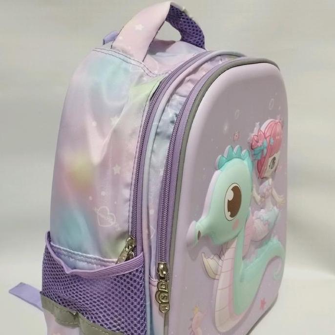 Tas Sekolah Anak Perempuan TK 13 Inch Karakter Mermaid HSD Timbul 3 Dimensi Cantik Motif