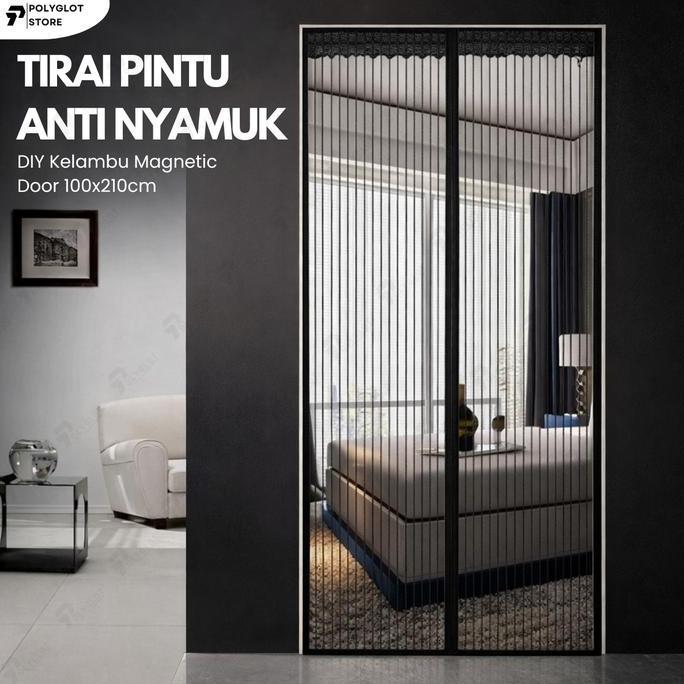 NICLIWITU Tirai Pintu kamar / Tirai Magnet Anti Nyamuk Kawat Nyamuk Hordeng Pintu Anti Nyamuk 100x21