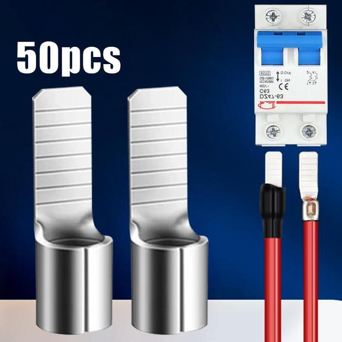 OTNEUDA 50pcs C45-2.5 Skun Gepeng Pin Terminal Wire Cable Connector Non-Isolated untuk Kabel