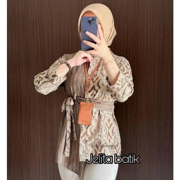 Grade Ori Baju Batik Wanita Atasan Batik Kerja Kantor Modern
