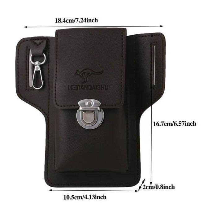 DILEDIU Tas Pinggang Pria Tas Pinggang Sabuk Smartphone Holster PU Leather Tas Pinggang Kulit Pria A