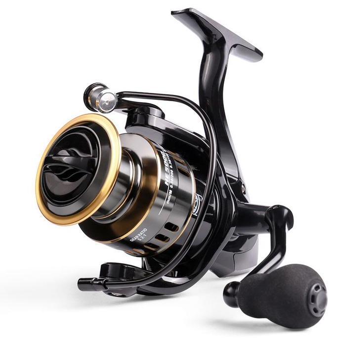 AQZEVUN Reel Pancing Full Besi 12 Bearing 5.2:1 Metal Fishing Spinning Reel Ril Pancing katrol bahan