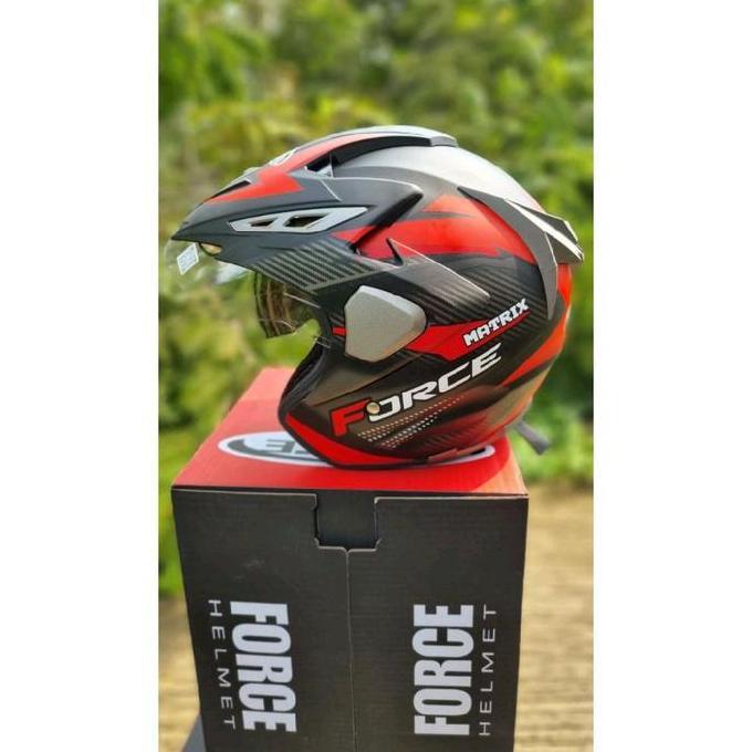 Helm Half Face Double Visor FORCE Helm Pria Dewasa Stylish & Nyaman