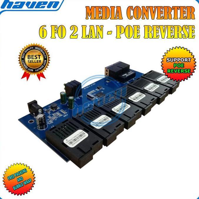 Adabanyak- Media Converter 6 Port Fo Port Lan Poe 10/100 Converter 6 Fo Lan